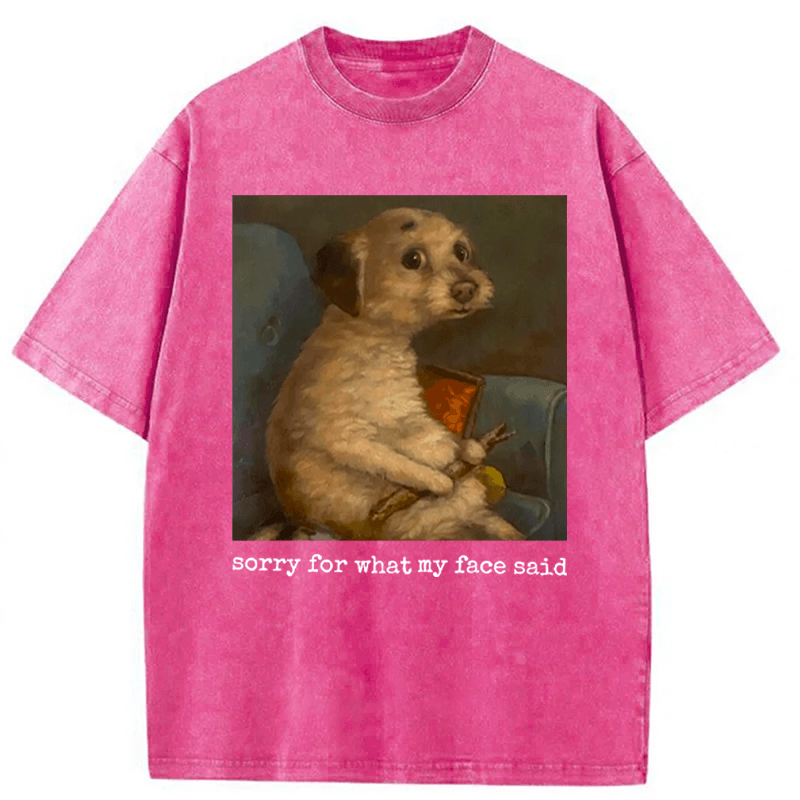 Tokyoviva Sorry For What My Face Said Funny Mood Meme Washed T-shirt