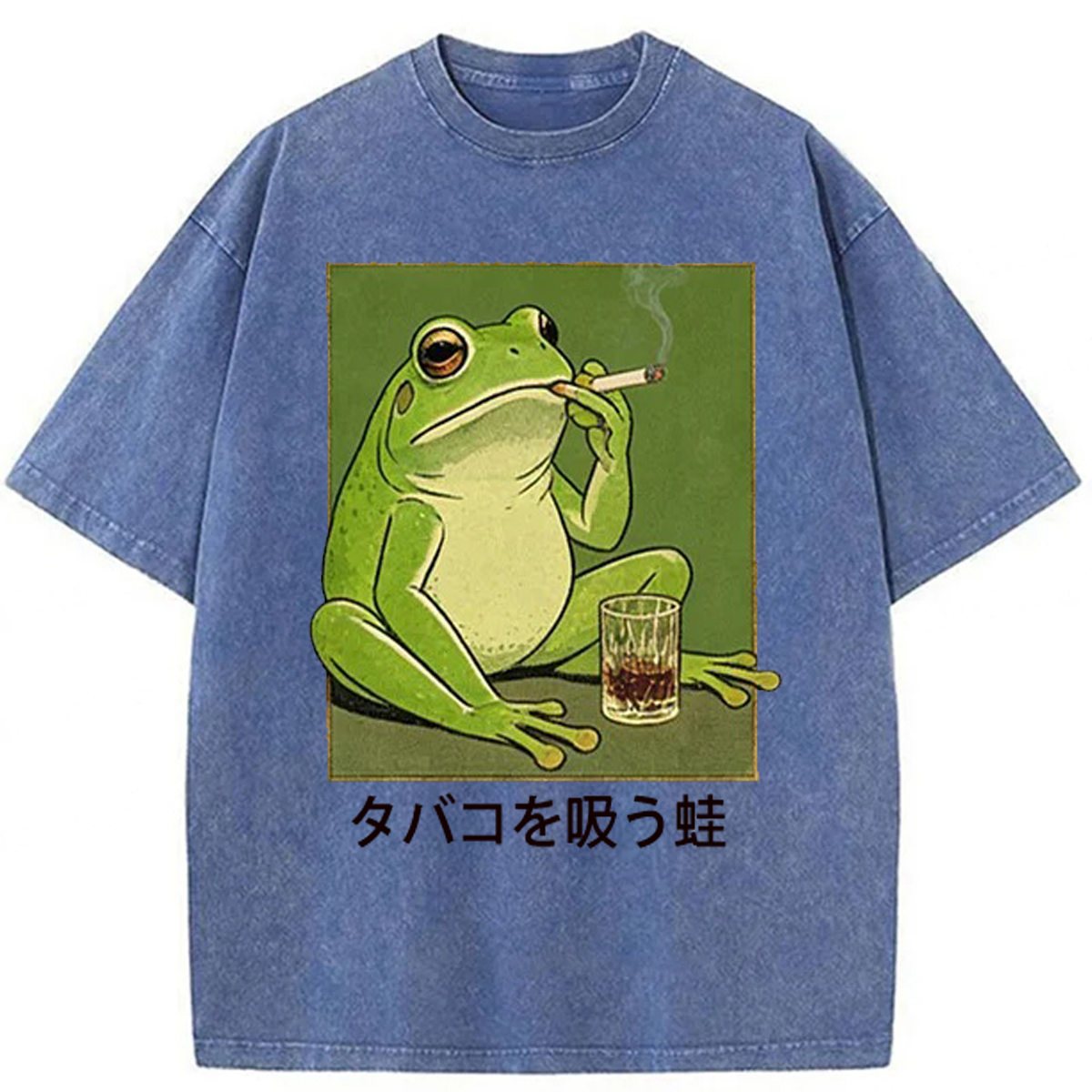 Tokyoviva Cool Frog With Cigarette Washed T-shirt
