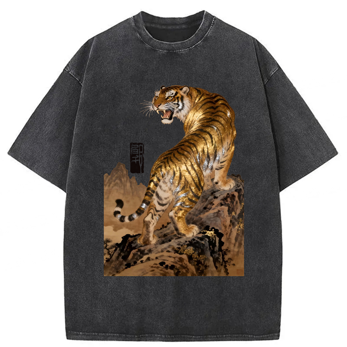 Tokyoviva Tiger With Golden Specks Washed T-shirt