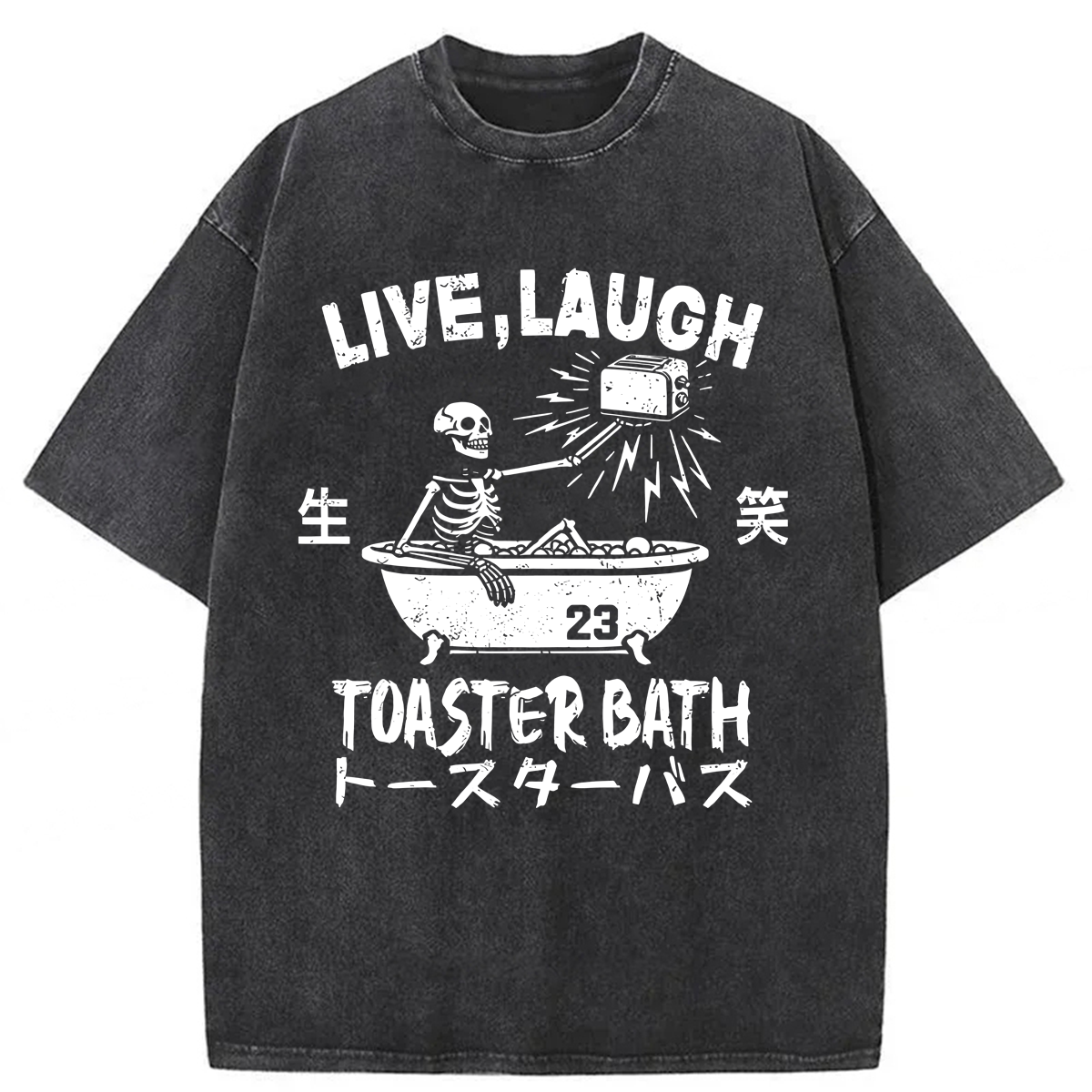 Tokyoviva Funny Electric Shock Skeleton Washed T-shirt