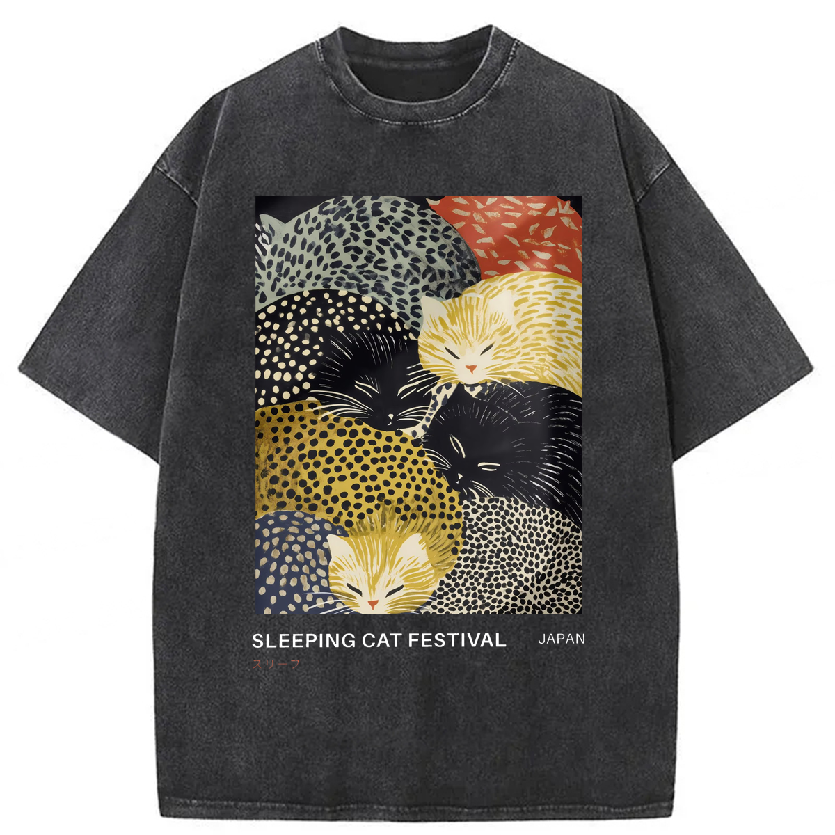 Tokyoviva Sleeping Cat Washed T-shirt