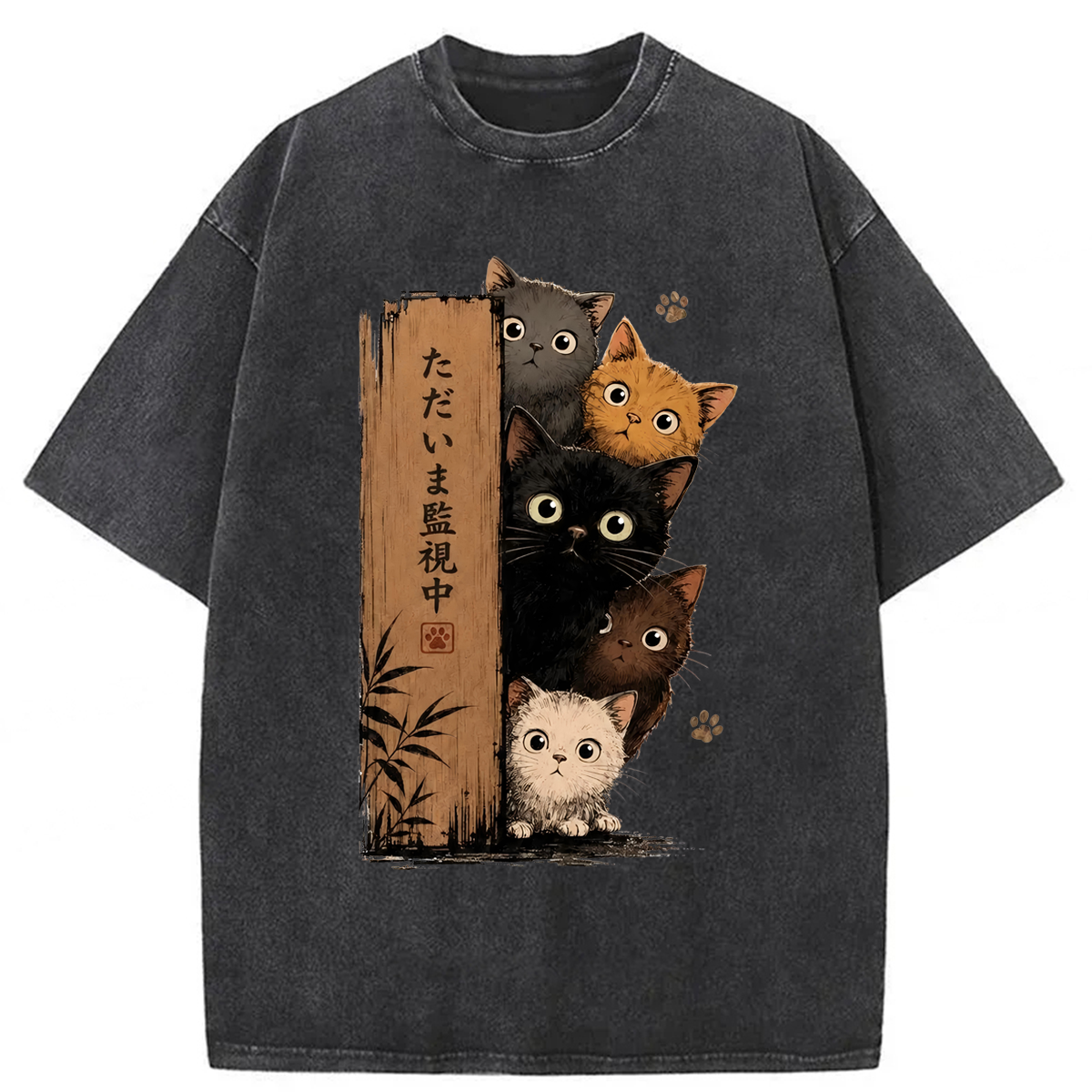Tokyoviva Peeking Cats Washed T-shirt