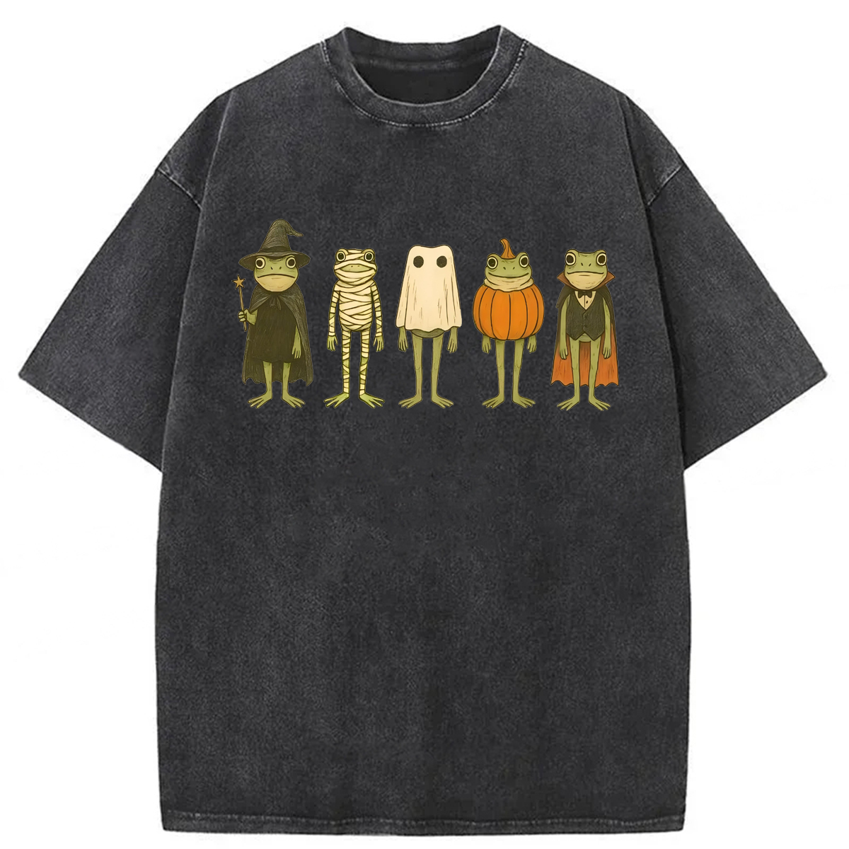 Tokyoviva Spooky Frogs Halloween Costume Washed T-shirt