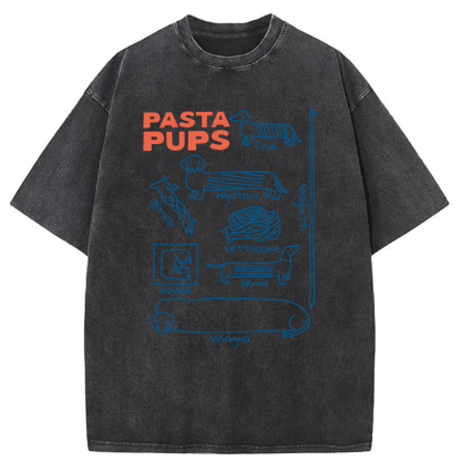 Tokyoviva Pasta Pups Dachshunds As Pasta Types Washed T-shirt