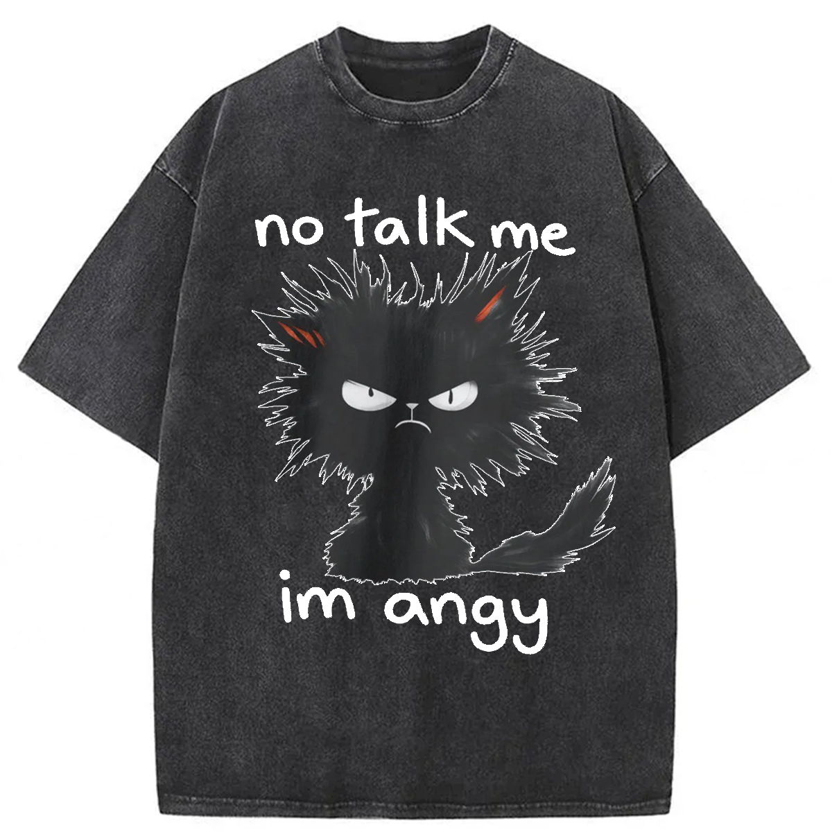 Tokyoviva No Talk Me Im Angy Cat Washed T-shirt