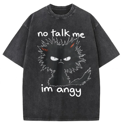 Tokyoviva No Talk Me Im Angy Cat Washed T-shirt