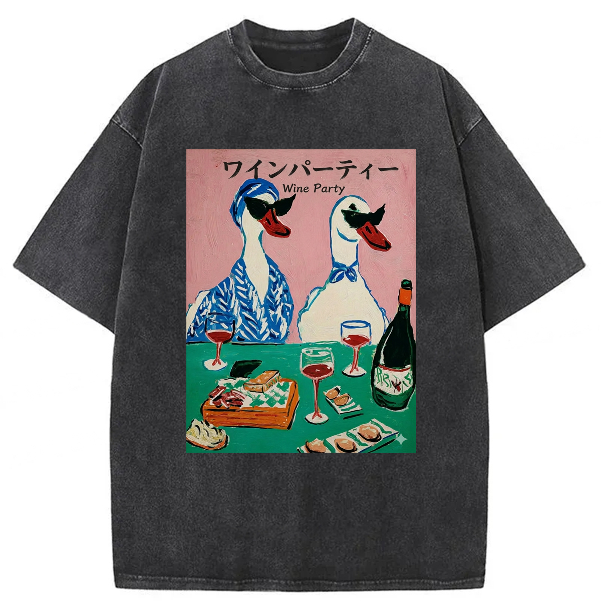 Tokyoviva Duck Wine Party Washed T-shirt