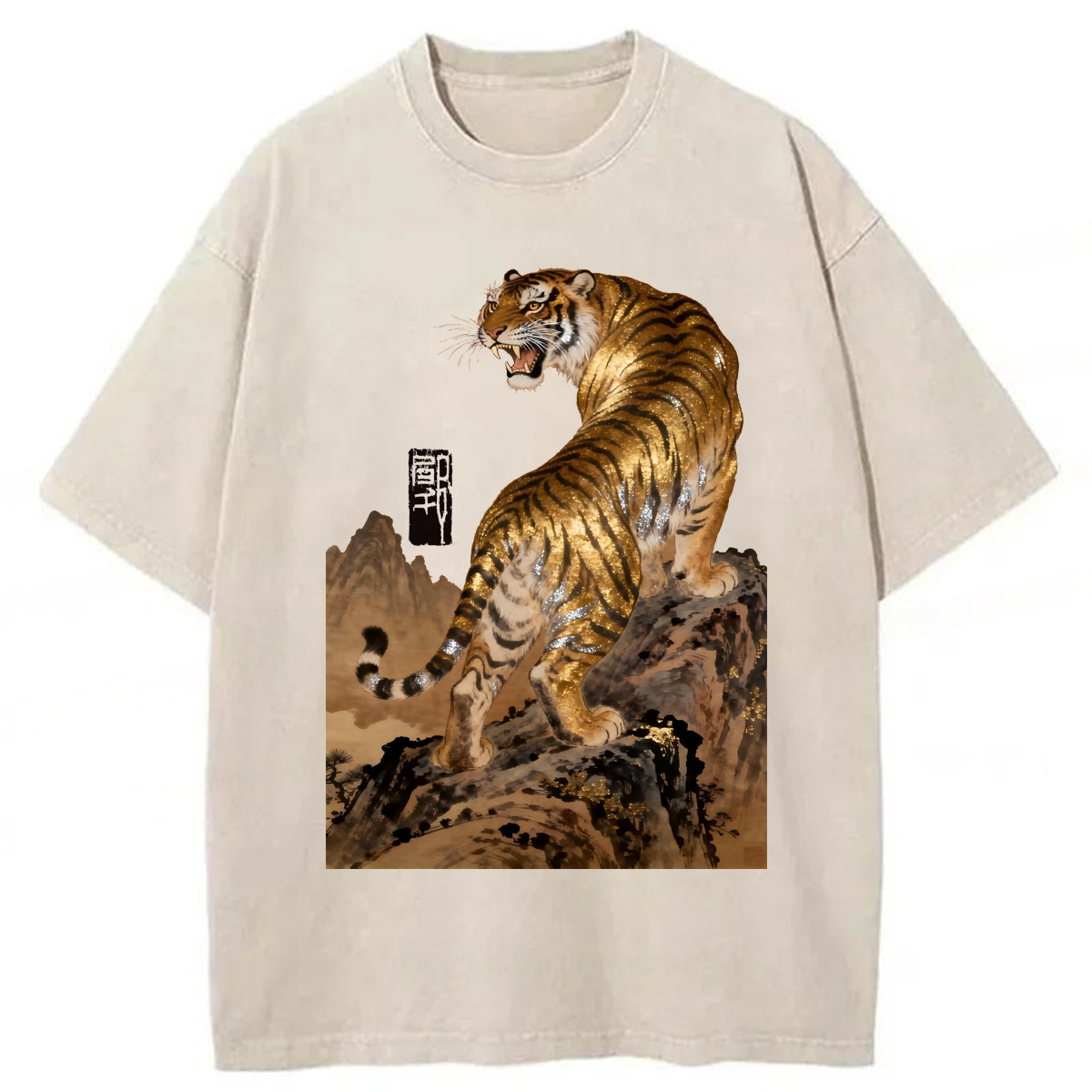 Tokyoviva Tiger With Golden Specks Washed T-shirt