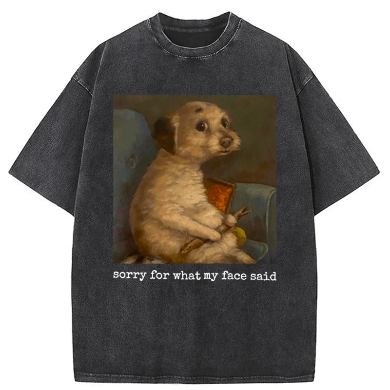 Tokyoviva Sorry For What My Face Said Funny Mood Meme Washed T-shirt