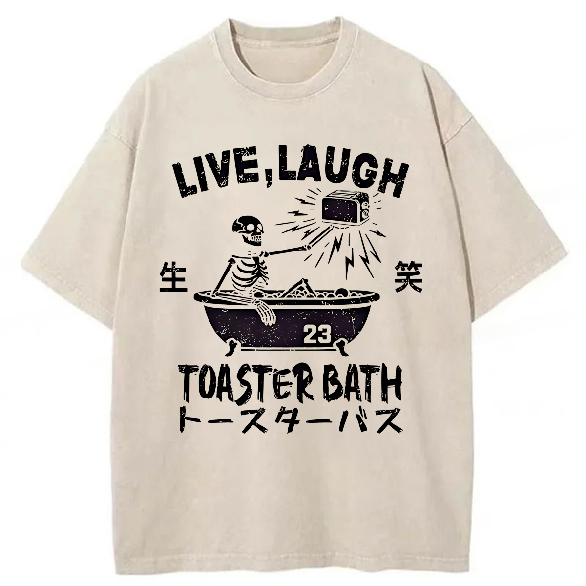 Tokyoviva Funny Electric Shock Skeleton Washed T-shirt