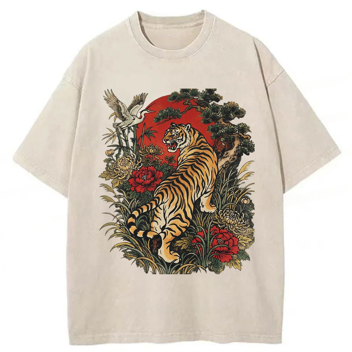 Tokyoviva Japanese Floral Tiger Washed T-shirt