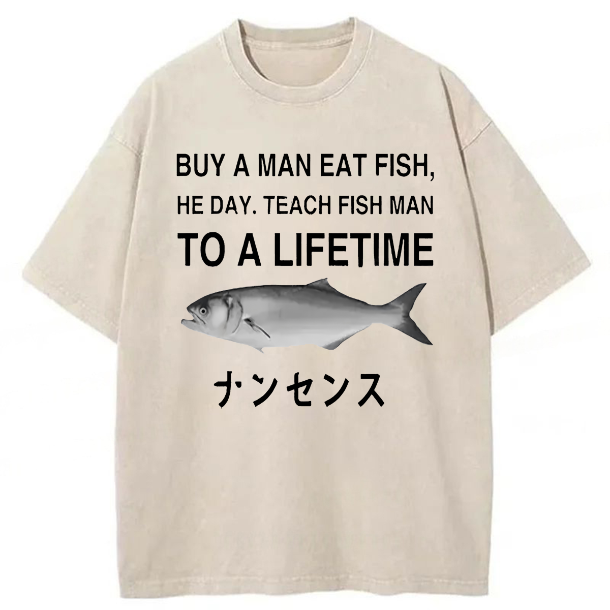 Tokyoviva Buy A Man Eat Fish Nonsense Washed T-shirt