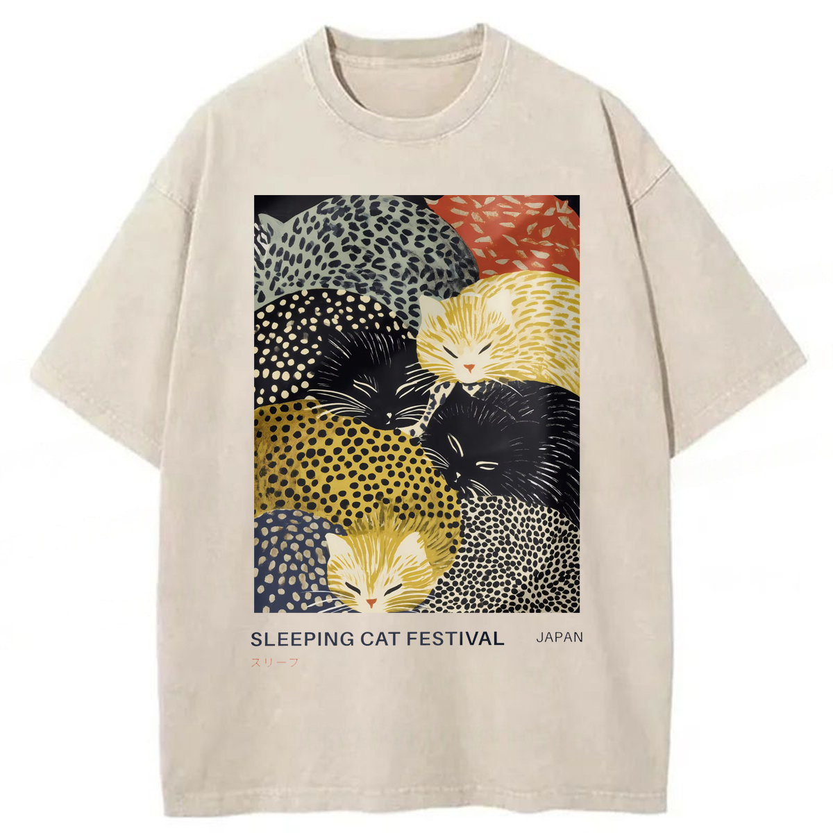 Tokyoviva Sleeping Cat Washed T-shirt