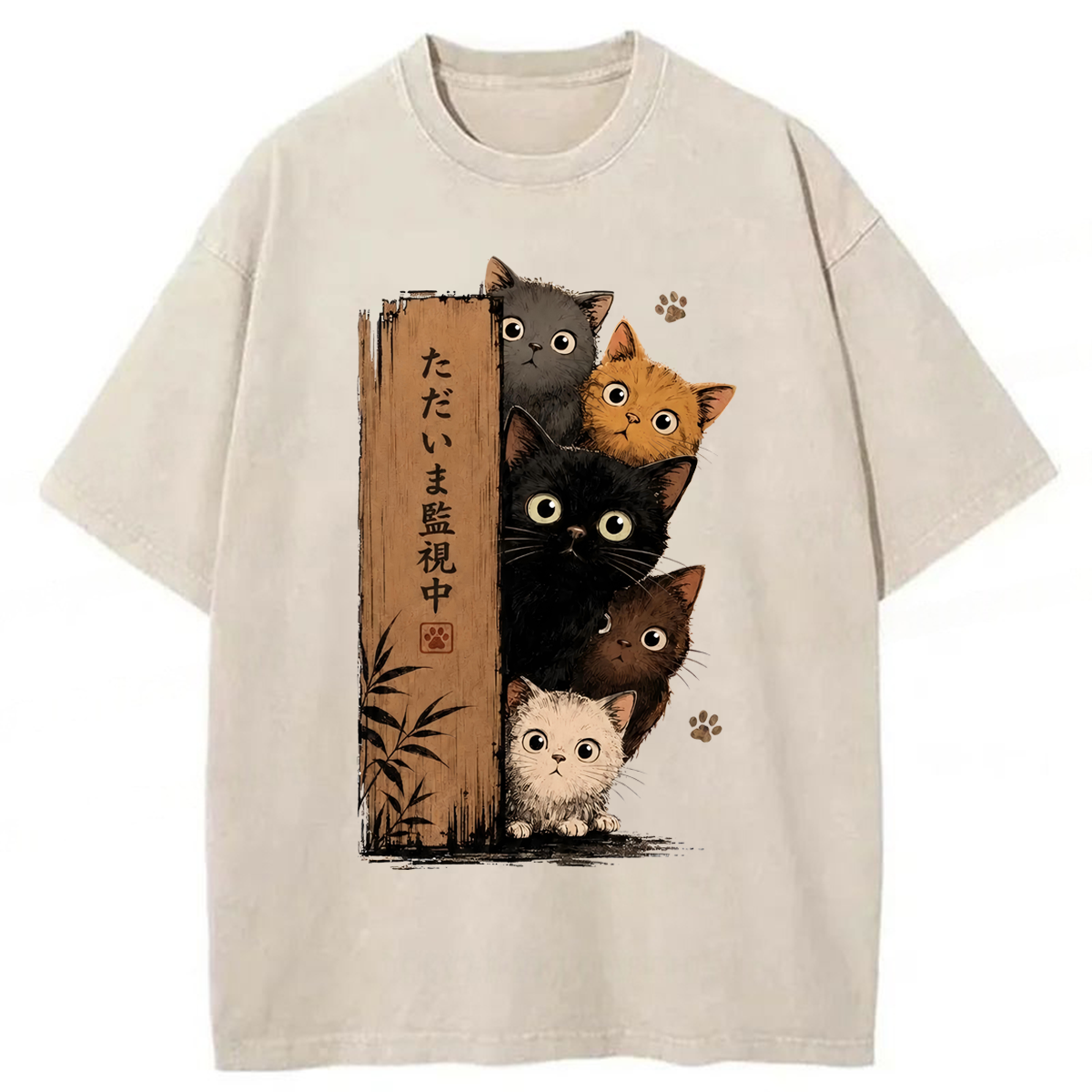 Tokyoviva Peeking Cats Washed T-shirt