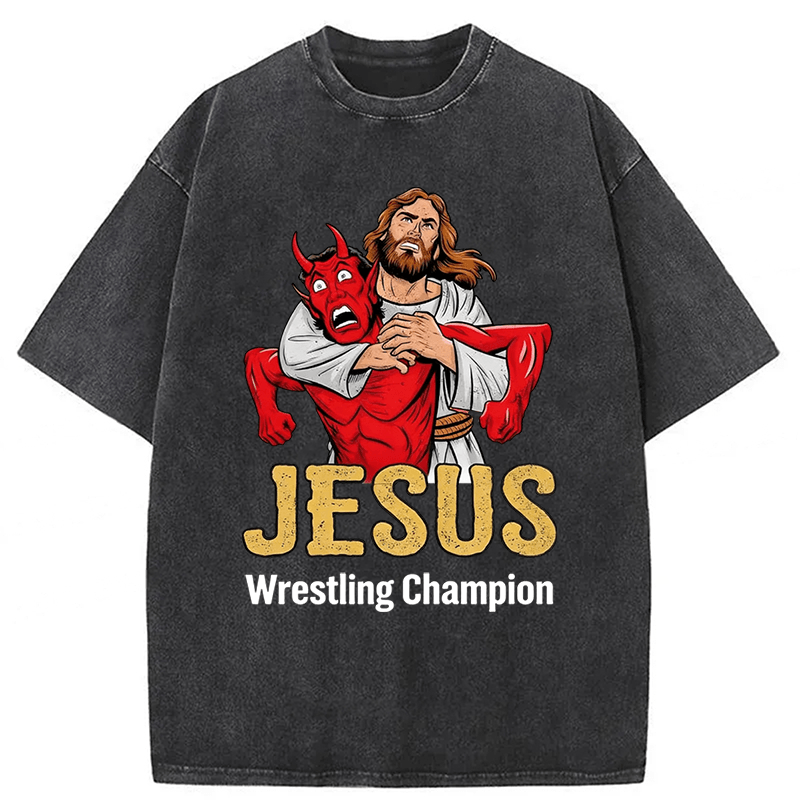 Tokyoviva Jesus Wrestling Champion Washed T-shirt