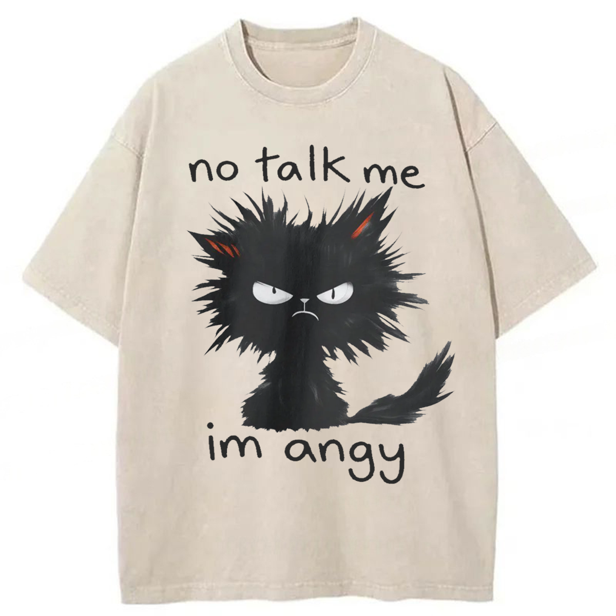 Tokyoviva No Talk Me Im Angy Cat Washed T-shirt