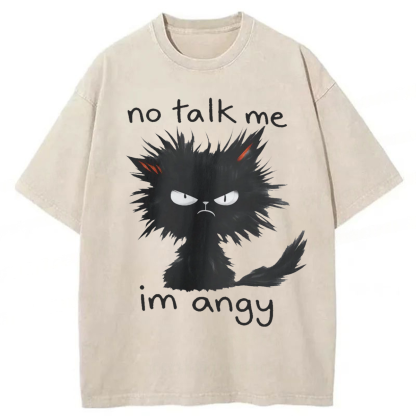 Tokyoviva No Talk Me Im Angy Cat Washed T-shirt