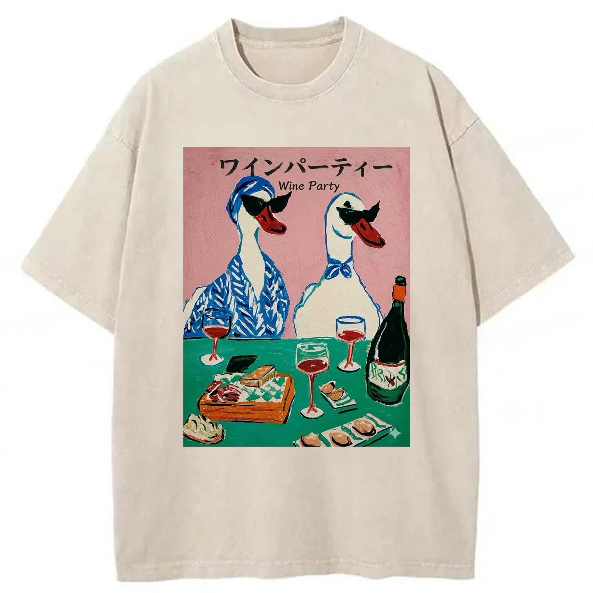 Tokyoviva Duck Wine Party Washed T-shirt