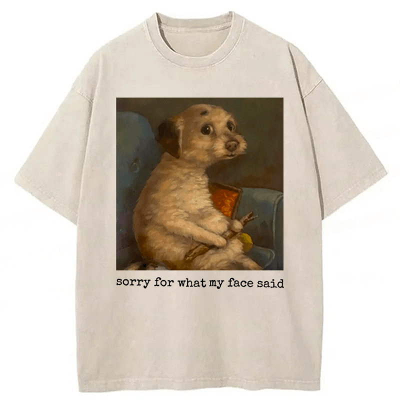 Tokyoviva Sorry For What My Face Said Funny Mood Meme Washed T-shirt
