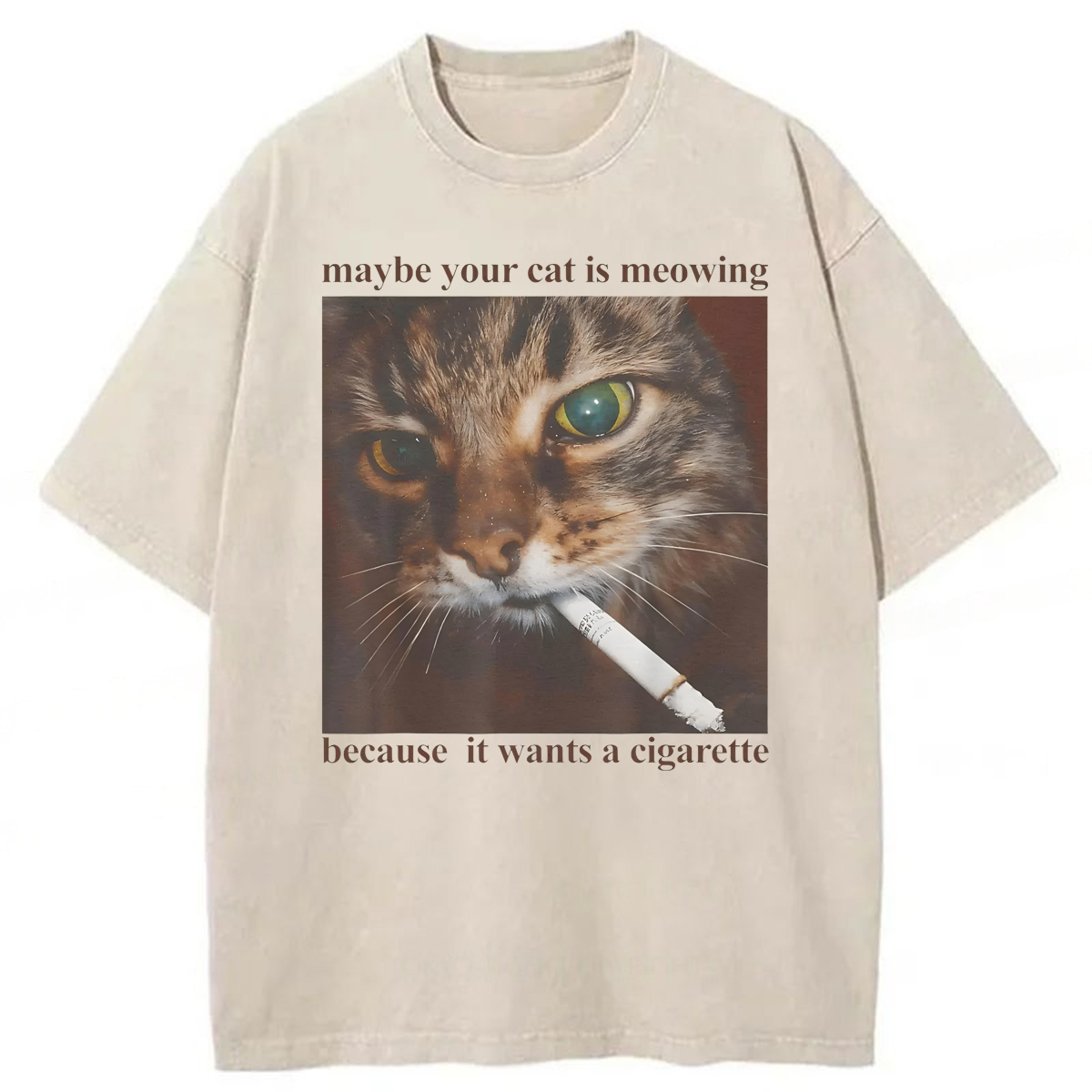 Tokyoviva Cat Wants A Cigarette Washed T-shirt