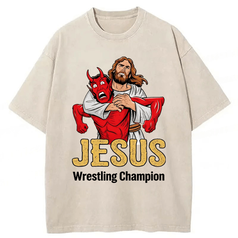 Tokyoviva Jesus Wrestling Champion Washed T-shirt