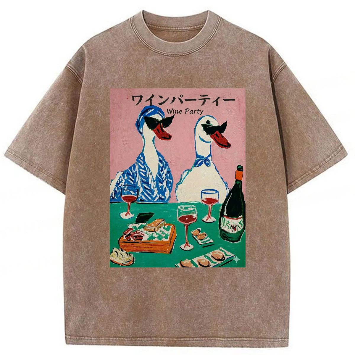Tokyoviva Duck Wine Party Washed T-shirt