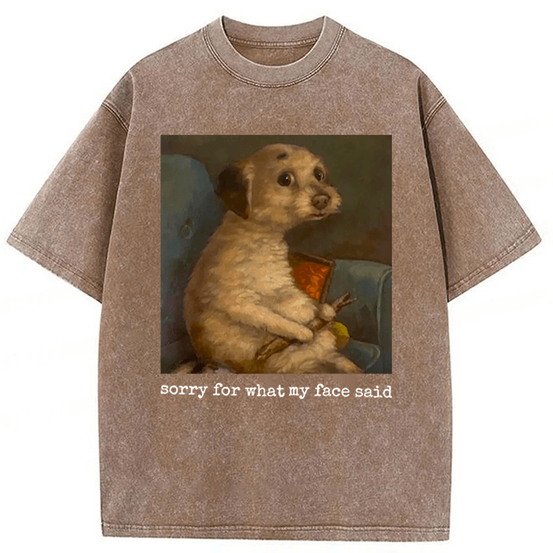 Tokyoviva Sorry For What My Face Said Funny Mood Meme Washed T-shirt