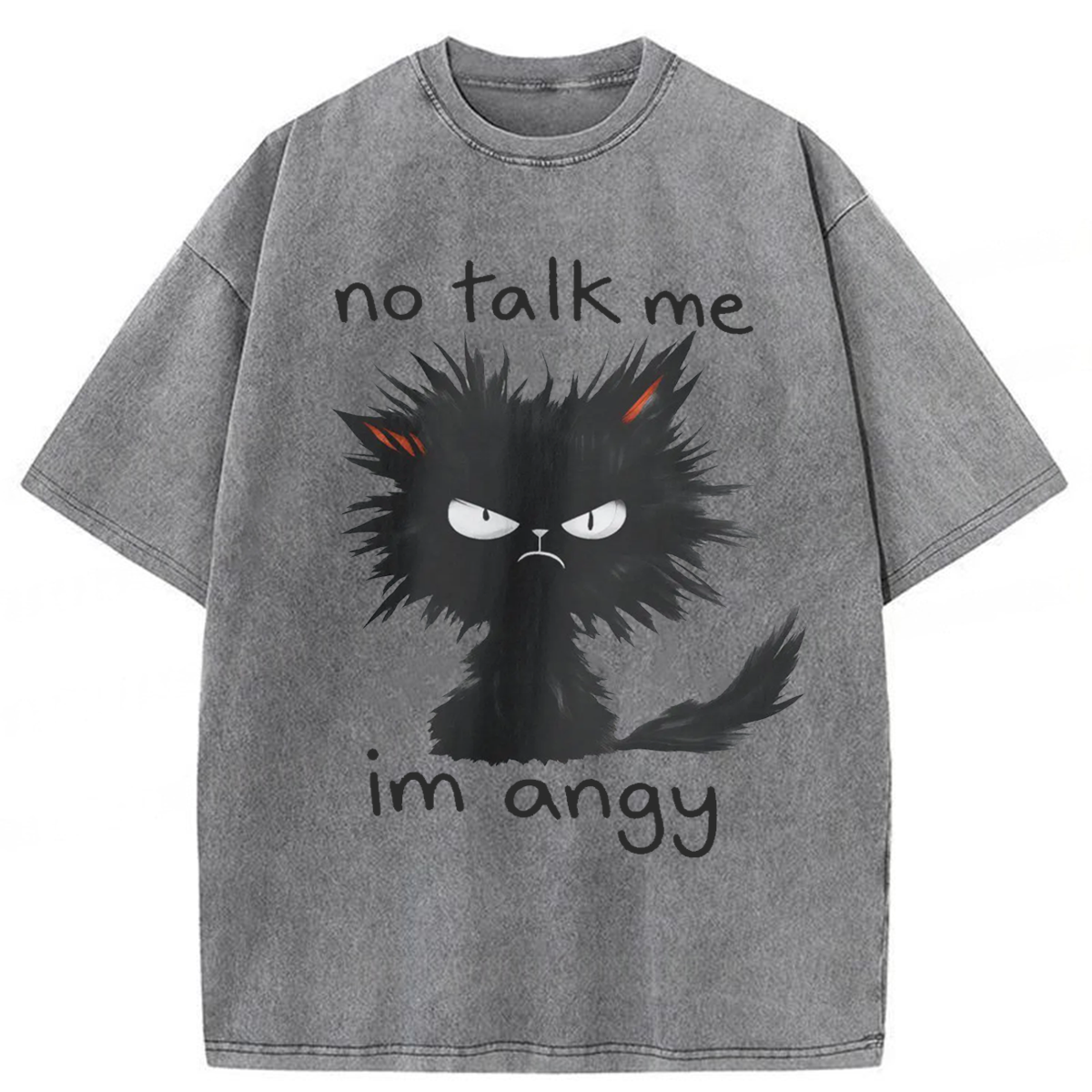 Tokyoviva No Talk Me Im Angy Cat Washed T-shirt