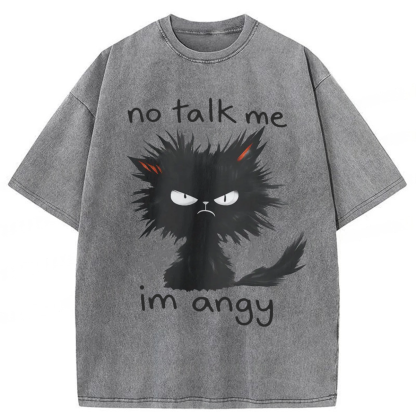 Tokyoviva No Talk Me Im Angy Cat Washed T-shirt