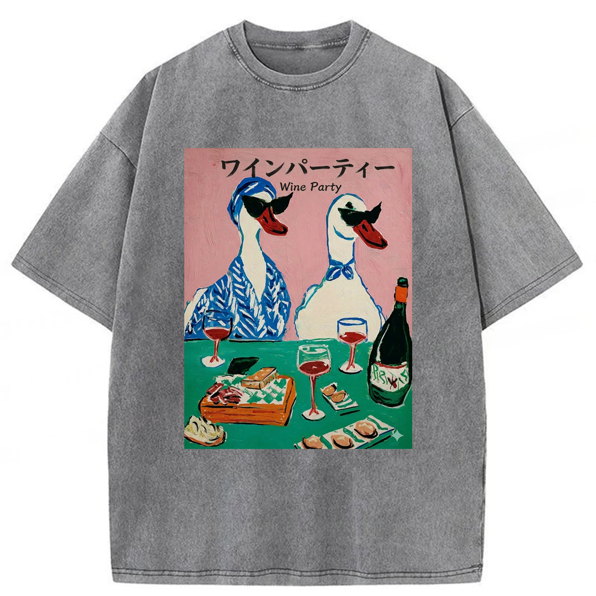 Tokyoviva Duck Wine Party Washed T-shirt
