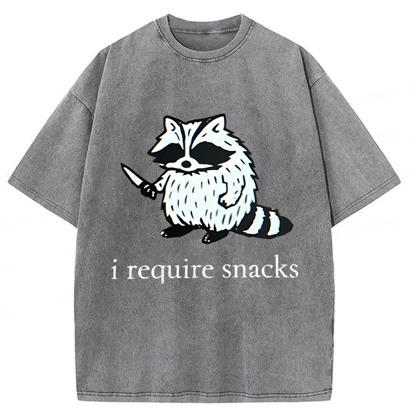 Tokyoviva Raccoon I Require Snacks Washed T-shirt