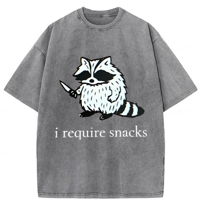 Tokyoviva Raccoon I Require Snacks Washed T-shirt