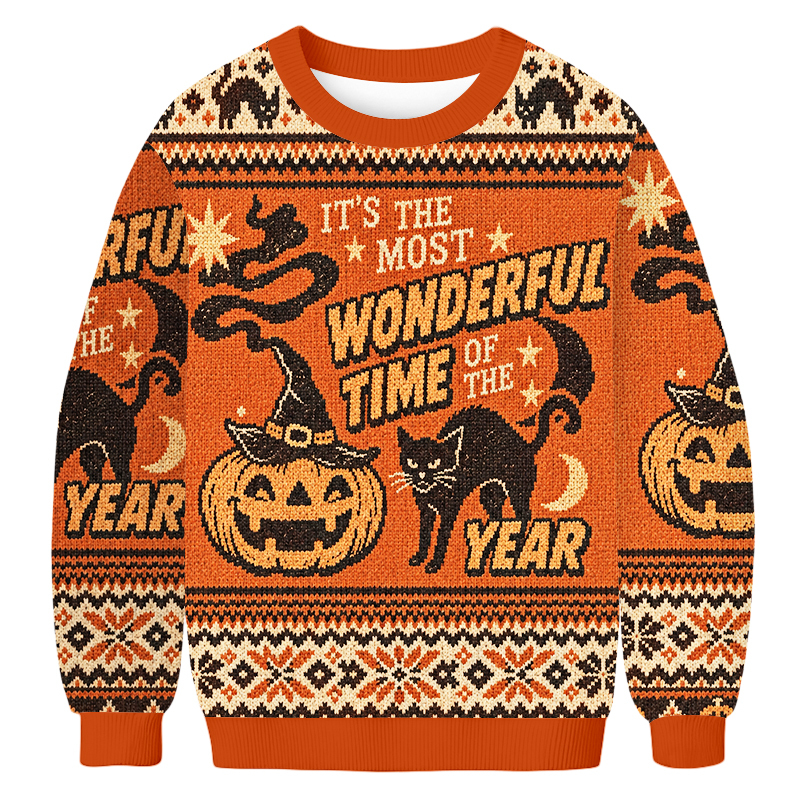 Baddiecat Halloween Most Wonderful Time Witchy Ugly Sweatshirt