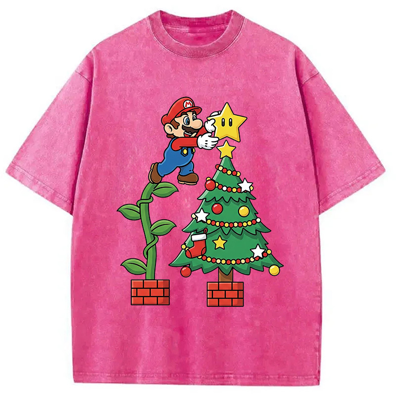 Super Mario Christmas Washed T-Shirt
