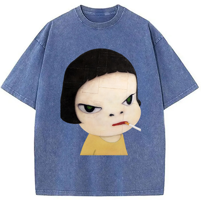 Too Young To Die Smoking Girl Washed T-Shirt