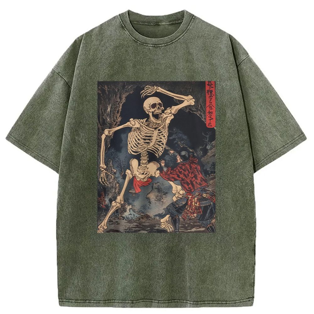Japanese Horror Skeleton Washed T-Shirt