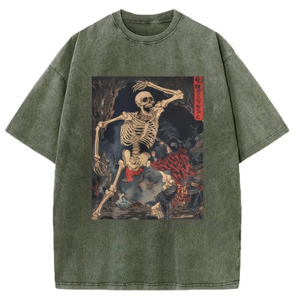Japanese Horror Skeleton Washed T-Shirt