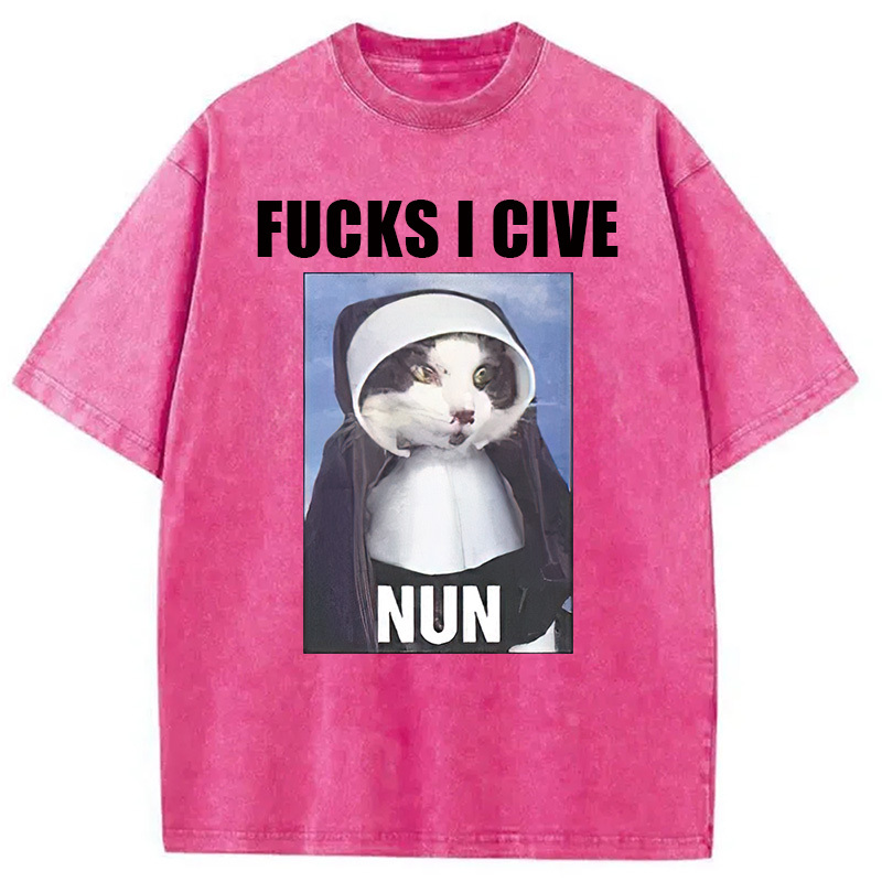 F*cks I give Nun Cat Washed T-Shirt