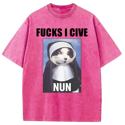 F*cks I give Nun Cat Washed T-Shirt