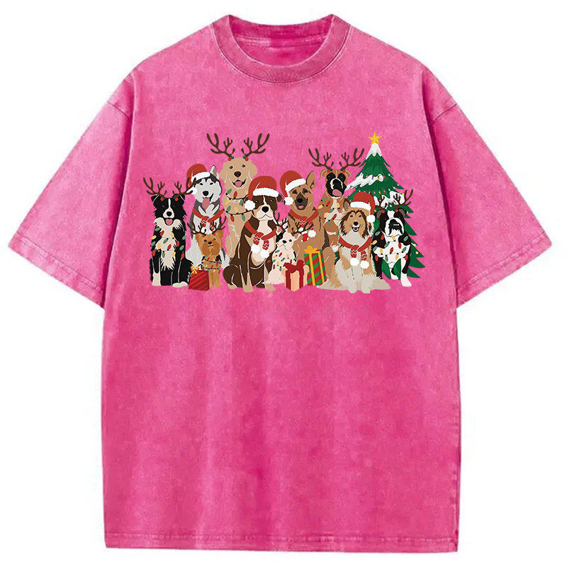 Christmas Dogs Washed T-Shirt