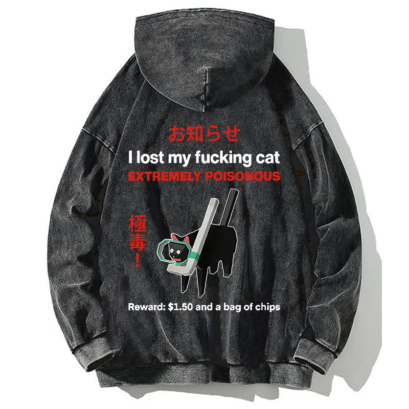 Find The Toxic Cat Funny Back Washed Hoodie