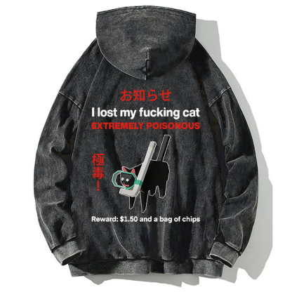 Find The Toxic Cat Funny Back Washed Hoodie