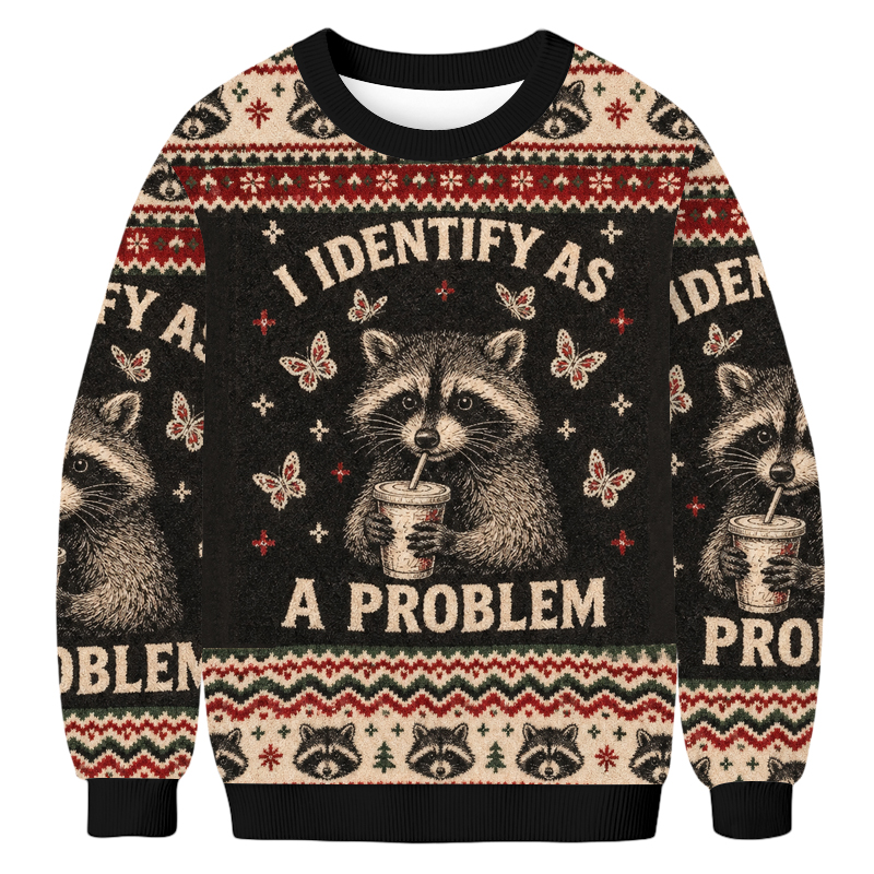 Baddiecat I Identify As A Problem Ugly Sweatshirt