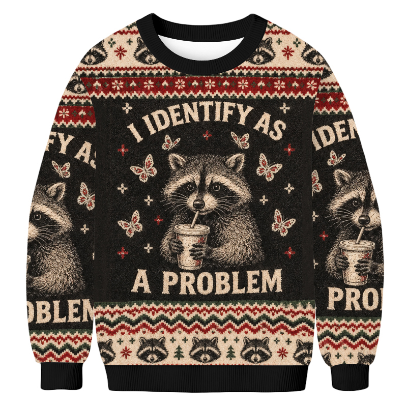 Baddiecat I Identify As A Problem Ugly Sweatshirt