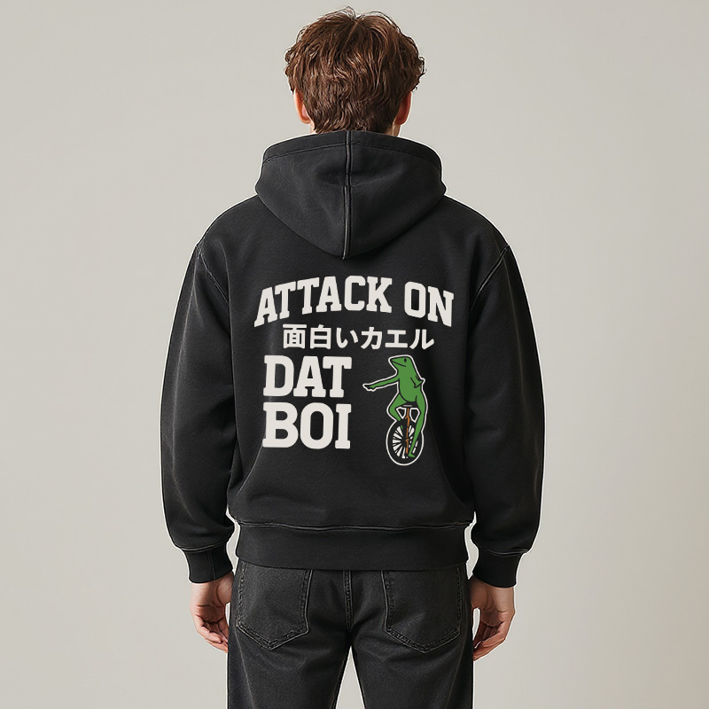 Attack on Funny Frog Washed Zip Hoodie