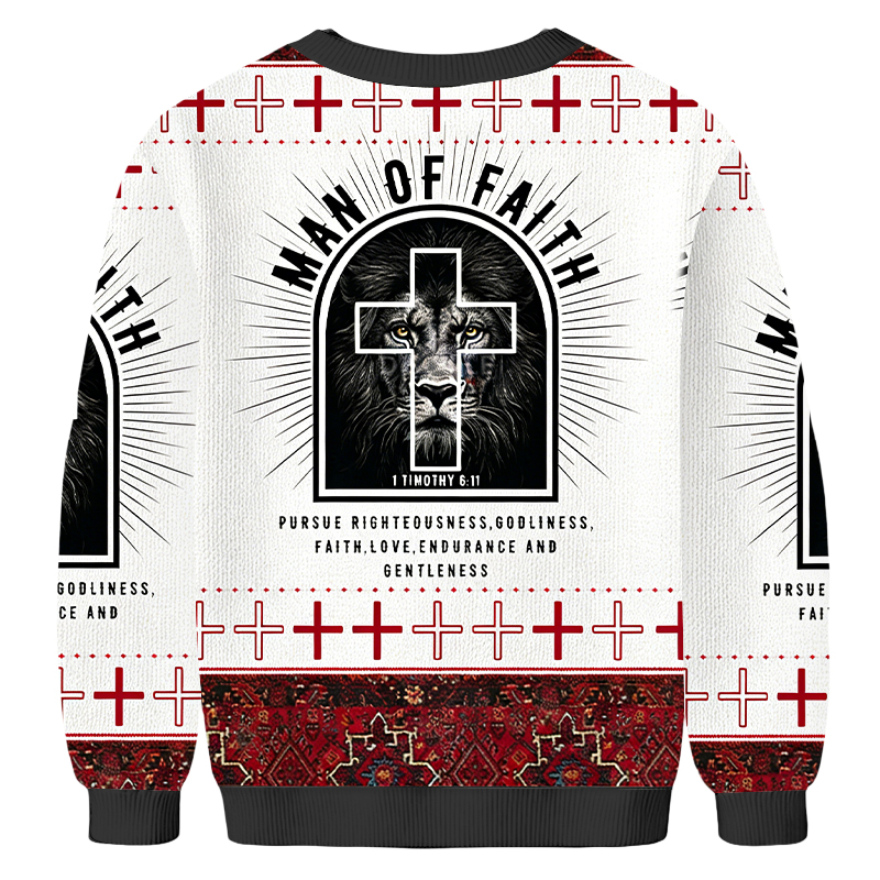 Baddiecat Man Of Faith Christmas Ugly Sweatshirt