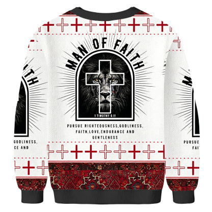 Baddiecat Man Of Faith Christmas Ugly Sweatshirt