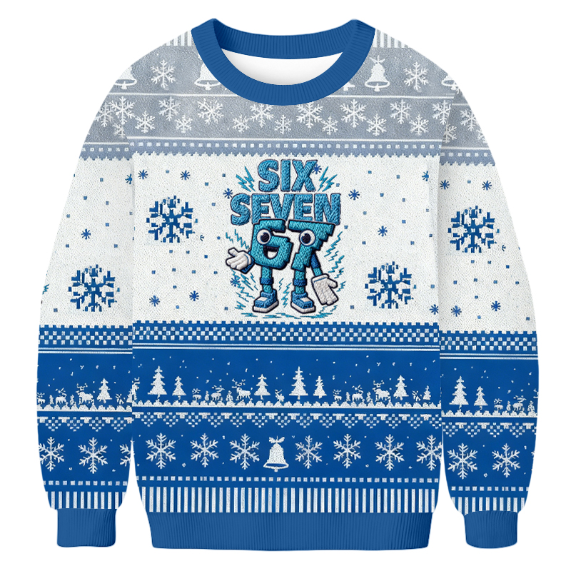 Baddiecat Six Seven Christmas Ugly Sweatshirt