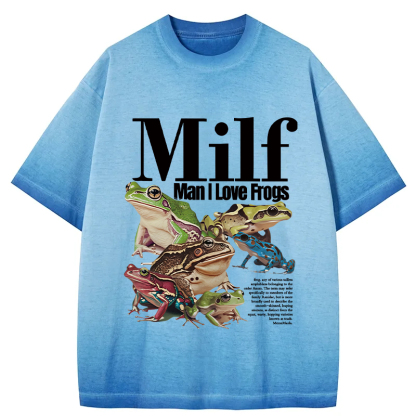 Man I Love Frogs Meme Gradient Washed T-Shirt