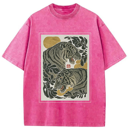 Woodcut Tiger Washed T-Shirt